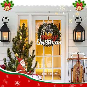 eZAKKA Merry Christmas Sign Wooden Door Wall Hanging Ornaments Board for Holidays Wooden Wall Door Decoration Indoor Outdoor