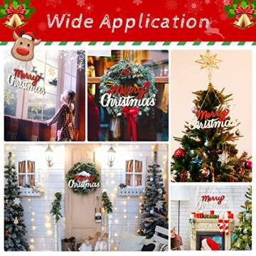 eZAKKA Merry Christmas Sign Wooden Door Wall Hanging Ornaments Board for Holidays Wooden Wall Door Decoration Indoor Outdoor