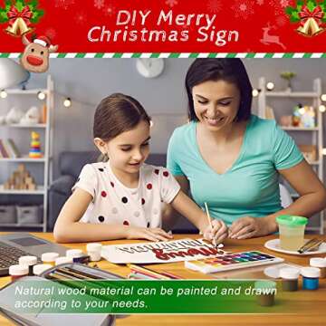 eZAKKA Merry Christmas Sign Wooden Door Wall Hanging Ornaments Board for Holidays Wooden Wall Door Decoration Indoor Outdoor