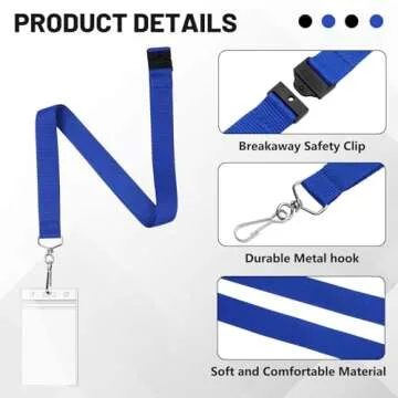 Stylish 24-Pack Blue Lanyards with Breakaway & Holders