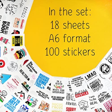 Funny Realtor Stickers - 100 Pcs Durable Vinyl Collection