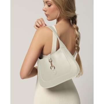 Shoulder Bag for Women - Small Shoulder Purses - White Purse - Cute Trendy Hobo Handbags - Adjustabl...