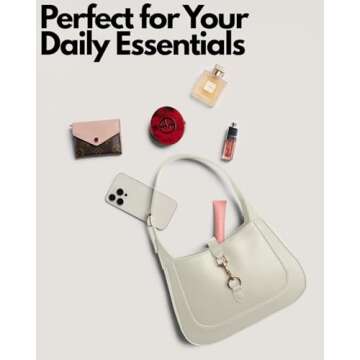 Shoulder Bag for Women - Small Shoulder Purses - White Purse - Cute Trendy Hobo Handbags - Adjustable Strap Vegan Leather - Cream
