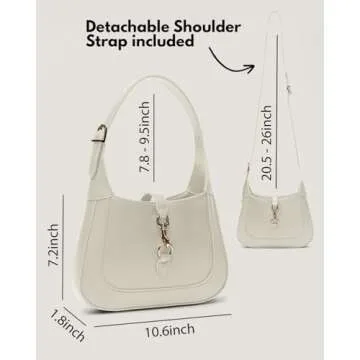 Shoulder Bag for Women - Small Shoulder Purses - White Purse - Cute Trendy Hobo Handbags - Adjustable Strap Vegan Leather - Cream