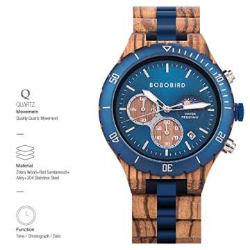 2win Personalized Engraved Wooden Watches for Men