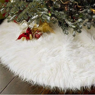 AISENO 48 Inch Christmas Tree Plush Skirt Decoration for Merry Christmas Party Faux Fur Christmas Tr...
