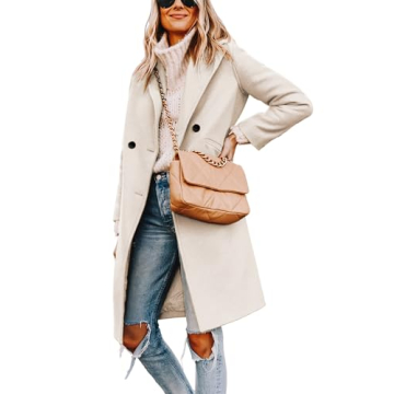 Yidarer Women's Winter Wool Mid-Long Coat Notch Lapel Single-Breasted Trench Peacoat Outwear(Beige-X...