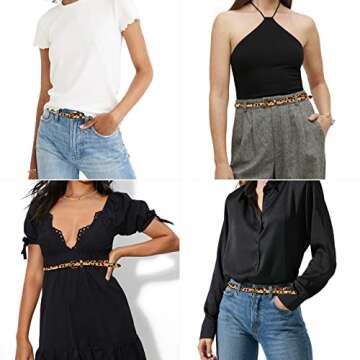 Leopard Print Women's Leather Haircalf Waist Belt - XS Size