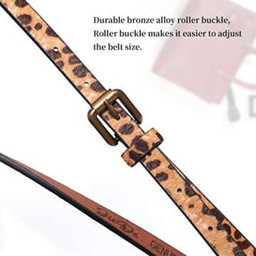 Leopard Print Women's Leather Haircalf Waist Belt - XS Size