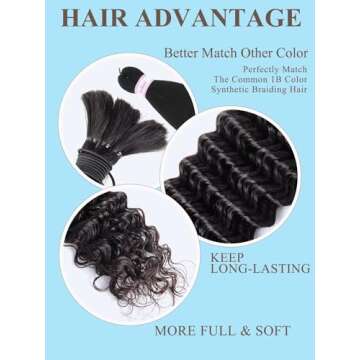 Braiding Hair Deep Water Wave 1 Bundle Bulk Human Hair for Braiding NO.701-15