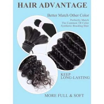 Braiding Hair Deep Water Wave 1 Bundle Bulk Human Hair for Braiding NO.701-15