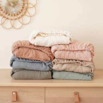 Konssy Muslin Crib Sheets - Soft & Breathable Baby Bedding
