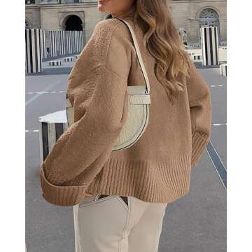 PRETTYGARDEN Women's Fall Oversized Sweaters Casual Crewneck Pullover Long Sleeve Fuzzy Chunky Knit ...