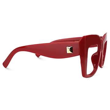 Zeelool Vintage Oversized Thick Cat Eye Glasses for Women with Clear Lens Alberta FP0668-09 Red