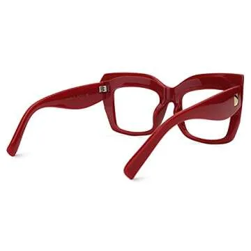 Zeelool Vintage Oversized Thick Cat Eye Glasses for Women with Clear Lens Alberta FP0668-09 Red