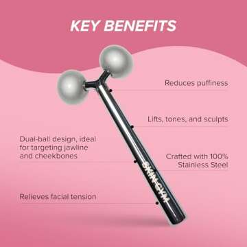 SKIN GYM Face Sculptor Beauty Roller - Stainless Steel Face Roller Massager Tool for Wrinkles and Lifting, Anti Aging Facial Roller to Release Muscle Tension, Contour Face and Improve Skin Appearance