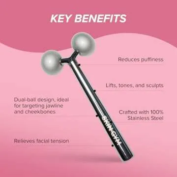 SKIN GYM Face Sculptor Beauty Roller - Stainless Steel Face Roller Massager Tool for Wrinkles and Lifting, Anti Aging Facial Roller to Release Muscle Tension, Contour Face and Improve Skin Appearance