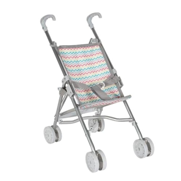 Adora Baby Doll Stroller with Adjustable Sun Cover and Storage in Zig Zag Rainbow