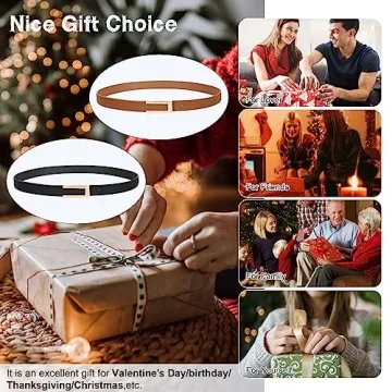 SUOSDEY 2 Pack Women Leather Belts for Dress Jeans Belt with Gold Buckle Belts for Women