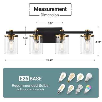 Atocif Luxe 4-Light Bathroom Vanity Light Fixture