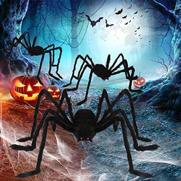 Halloween Giant Spider Decorations (3 PACK), Realistic Halloween Spider Props, Fake Scary Hairy Spiders Sets for Halloween Decorations Indoor, Outdoor and Yard Creepy Decor (59", 49”, 35”)