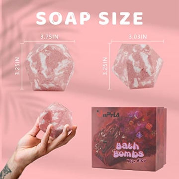 Huge D20 Bath Bombs with Surprise Dice Set for D&D Fans