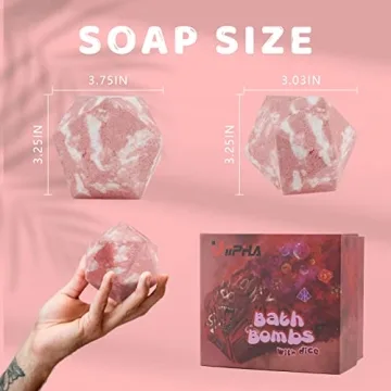 Huge D20 Bath Bombs with Surprise Dice Set for D&D Fans
