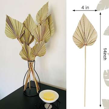 Dried Palm Leaves 10 Pcs Natural Boho Decor | Unique Dried Palm Spears for Home, Weddings, and Parti...