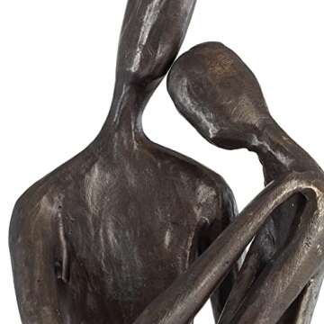 Danya B. Couple Embracing Sand-Cast Iron Handcrafted Sculpture Large, Contemporary Metal Art Shelf Décor, Unique Gift for Wedding, Anniversary, Valentine's Day or Birthday