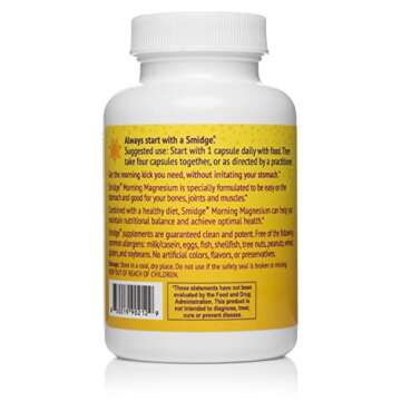 Smidge® Morning Magnesium Capsules, 120 ct. Pure Magnesium Supplement to Support a Natural Energy B...