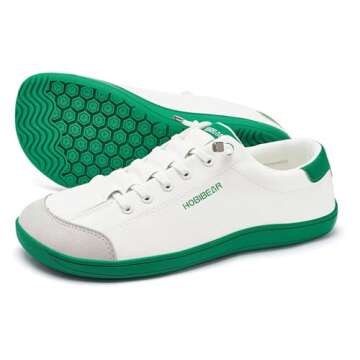 HOBIBEAR Barefoot Minimalist Shoes Womens Mens | Zero Drop | Wide Width Canvas Slip-on Shoes(White/G...