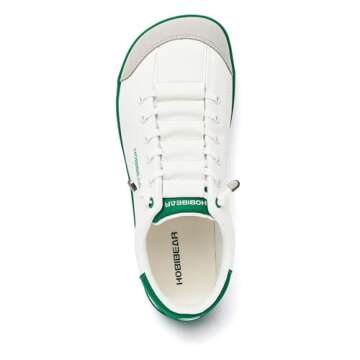HOBIBEAR Barefoot Minimalist Shoes Womens Mens | Zero Drop | Wide Width Canvas Slip-on Shoes(White/Green, Women 8/Men 7)