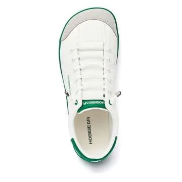 HOBIBEAR Barefoot Minimalist Shoes Womens Mens | Zero Drop | Wide Width Canvas Slip-on Shoes(White/Green, Women 8/Men 7)