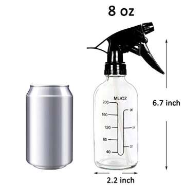 Youngever 5 Pack 8 Ounce Empty Glass Spray Bottles with Measurements, Spray Bottles for Hair and Cle...