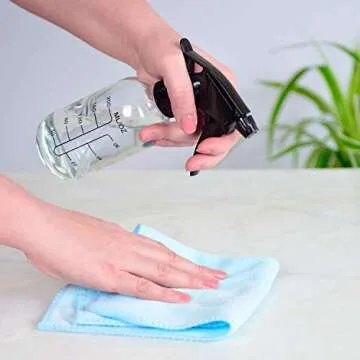 Youngever 5 Pack 8 Ounce Empty Glass Spray Bottles with Measurements, Spray Bottles for Hair and Cleaning Solutions (Clear)