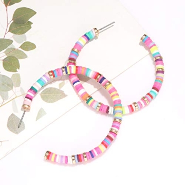 NVENF Colorful Clay Bead Hoop Earrings for Women