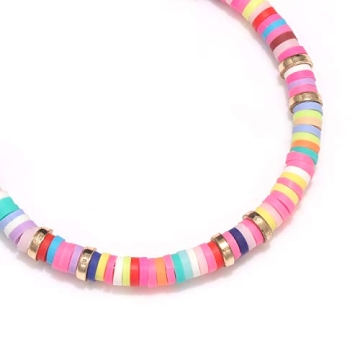 NVENF Colorful Clay Bead Hoop Earrings for Women