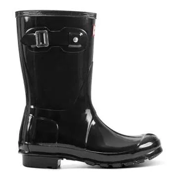 Hunter Women's Original Short Gloss Rain Boots, Black, 6