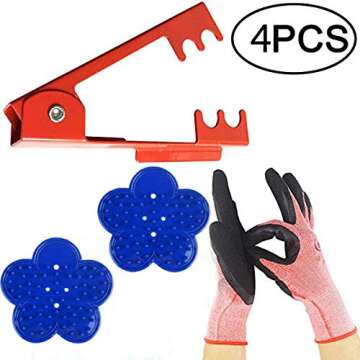 LuFOX 4PCS Rose Stripper Thorn Remover Tool Kit Thorn and Leaf Stripping Tool & Garden Glove