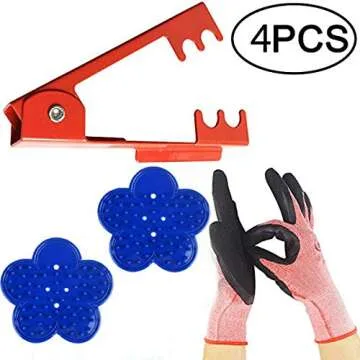 LuFOX 4PCS Rose Stripper Thorn Remover Tool Kit Thorn and Leaf Stripping Tool & Garden Glove