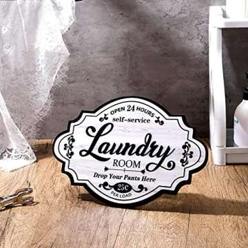 Jetec Vintage Wood Laundry Room Decor - Charming Rustic Wall Sign 12 x 8 Inch