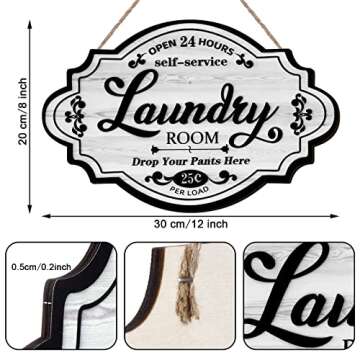 Jetec Vintage Wood Laundry Sign for Home Decor and Gifts