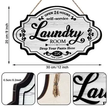 Jetec Vintage Wood Laundry Sign for Home Decor and Gifts