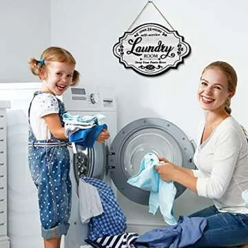Jetec Vintage Wood Laundry Sign for Home Decor and Gifts