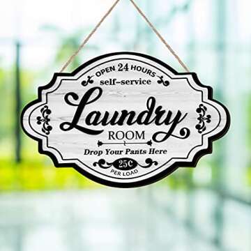 Jetec Vintage Wood Laundry Sign for Home Decor and Gifts