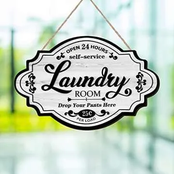 Jetec Vintage Wood Laundry Sign for Home Decor and Gifts