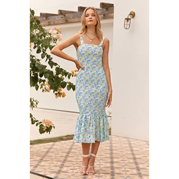 PRETTYGARDEN Women's Summer Floral Midi Tank Dress