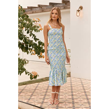 PRETTYGARDEN Women's Summer Floral Midi Tank Dress