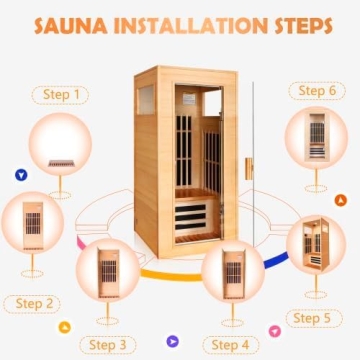 Sweat Dry Home Sauna | 6 Infrared Heaters | Full Red Spectrum | Hemlock & Tempered Glass | Skin Cleansing, Detox, Heat Therapy | Control Panel, Bluetooth, AUX, mp3 | 1 Person Sauna