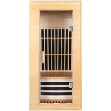 Sweat Dry Home Sauna | 6 Infrared Heaters | Full Red Spectrum | Hemlock & Tempered Glass | Skin Cleansing, Detox, Heat Therapy | Control Panel, Bluetooth, AUX, mp3 | 1 Person Sauna
